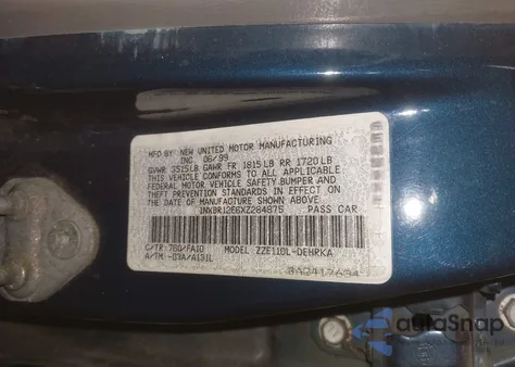 1999 Toyota Corolla Ve from USA, damaged, VIN 1NXBR12E6XZ284875